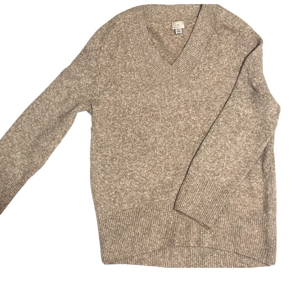 V-Neck Marled Taupe Tunic Sweater | Size XS | NWOT
